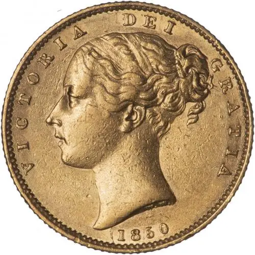 1850 Gold Full Sovereign Victoria Coin - Graded gFine obverse