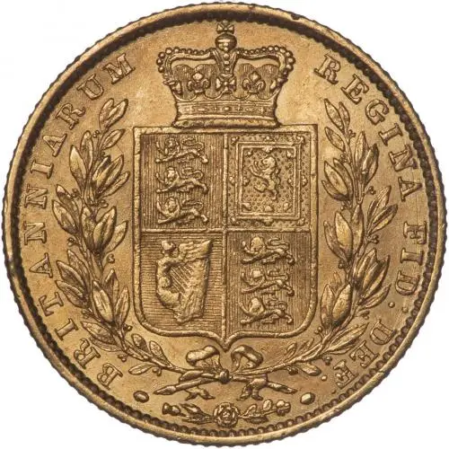 1850 Gold Full Sovereign Victoria Coin - Graded gFine reverse