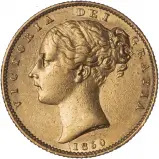 1850 Gold Full Sovereign Victoria Coin - Graded gFine obverse