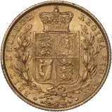 1850 Gold Full Sovereign Victoria Coin - Graded gFine reverse