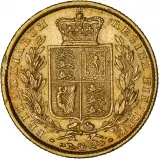 1850 Gold Sovereign Victoria Young Head Shield London Mint VF reverse