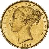 1850 Gold Sovereign Victoria Young Head Shield Reverse London Mint aVF VF obverse