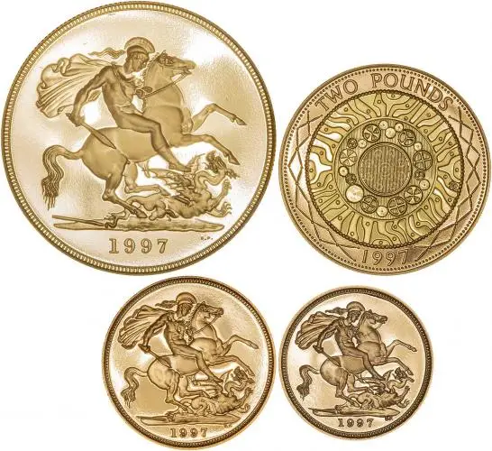 1997 Gold Proof Sovereign 4-Coin Set Reverses