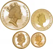 1997 Gold Proof Sovereign 4-Coin Set Obverses