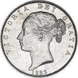 1883 Silver Victoria Young Head Shield Half Crown Uncirculated Obverse