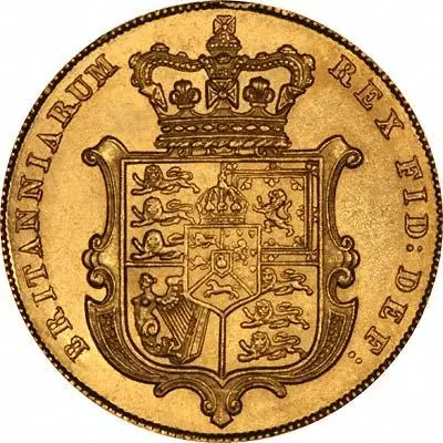 1827 Gold Full Sovereign George IV London Mint Crowned Shield Reverse