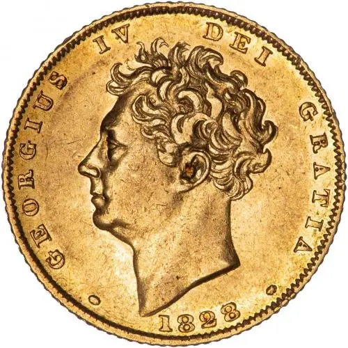  1828 Gold Half Sovereign George IV Coin - Graded VF aVF obverse
