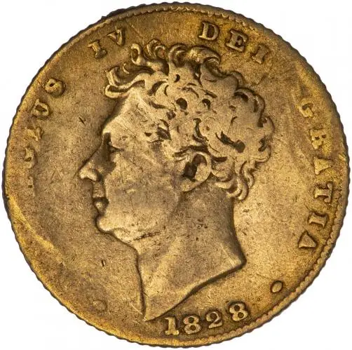 1828 Gold Half Sovereign George IV Coin - Graded aFair/Fair obverse