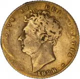 1828 Gold Half Sovereign George IV Coin - Graded aFair/Fair obverse