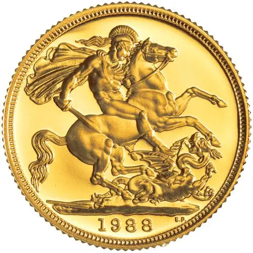 1988 Gold Proof Full Sovereign Elizabeth II Coin Without Box Without Cert reverse