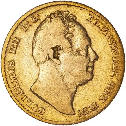 1833 Gold Sovereign William IV Second Bust Broad Ear gFair