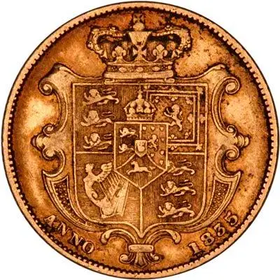 1835 Gold Full Sovereign William IV Shield London Reverse
