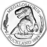 2020 Tales of the Earth: The Dinosauria Collection - Megalosaurus B.U. 50 Pence Coin