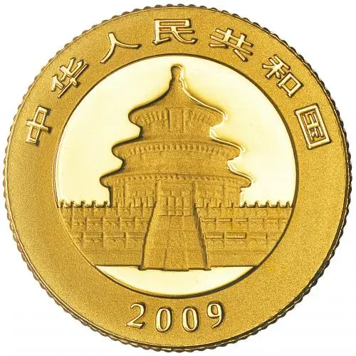 2009 Gold Panda 0.05oz Bullion Coin obverse panda