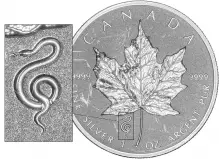 2013 Silver Reverse Proof 1 Ounce Maple Snake Privy Mark  Coin Single Canada Royal Canadian Mint snake privy mark