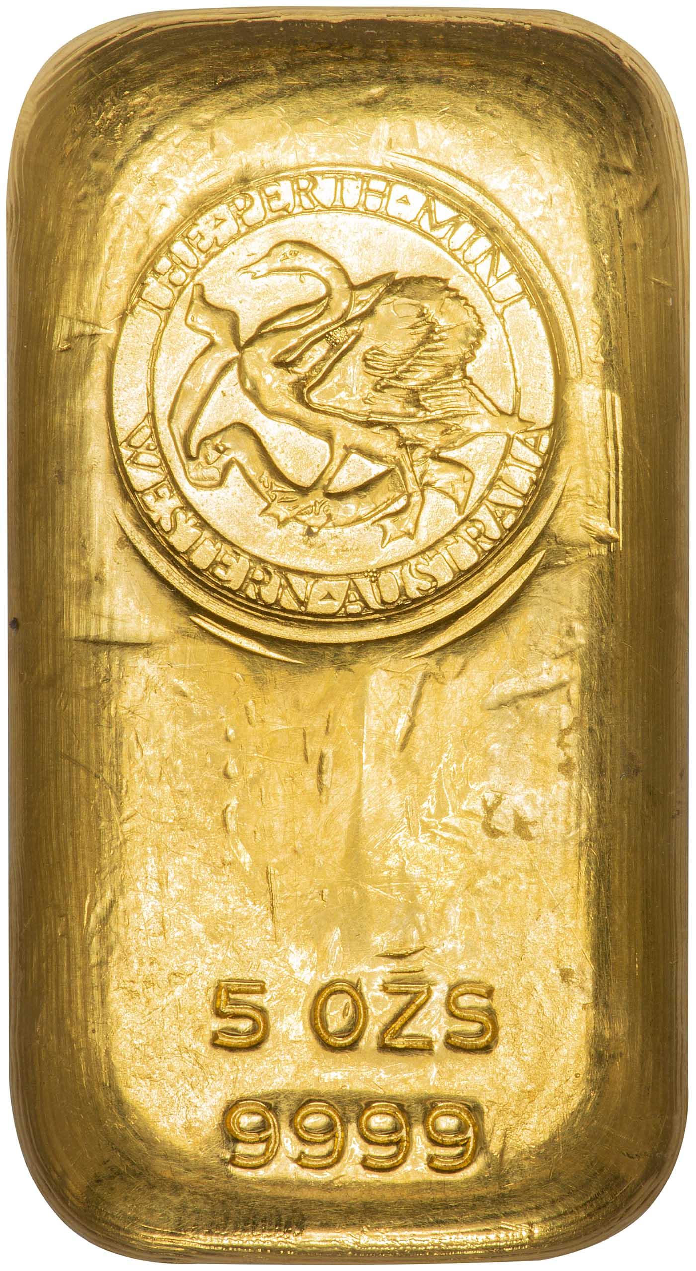 Perth Mint 5 Ounce PreOwned Gold Bar Chards