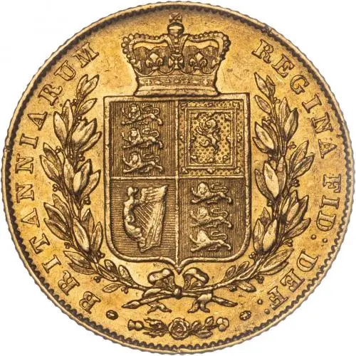 1838 Gold Full Sovereign Victoria First Shield Reverse Jean Baptiste Merlen Reverse VF
