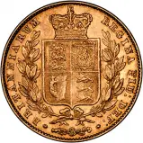 1844 Gold Full Sovereign Victoria Shield Crowned London Mint Reverse