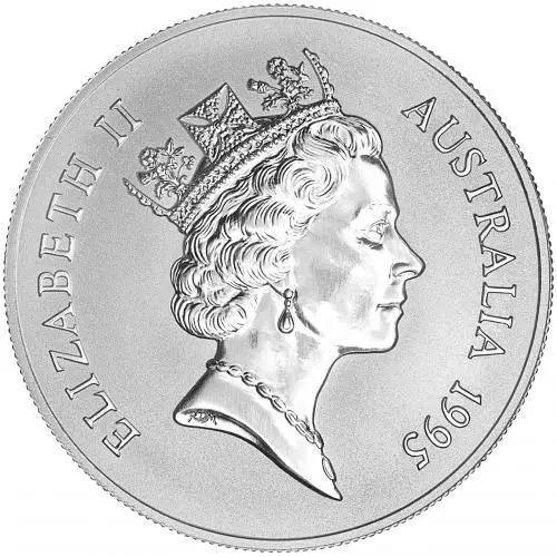 1995 Royal Australian Mint 1 oz Silver Kangaroo Bullion Coin obverse