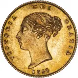 1850 Gold Half Sovereign Victoria Young Head Shield London