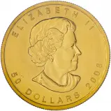 2008 Gold Bullion Ungraded 1 Ounce Maple Coin Single Canada Royal Canadian Mint Obverse