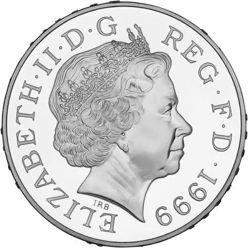 1999 Silver Proof Millennium £5 Coin obverse