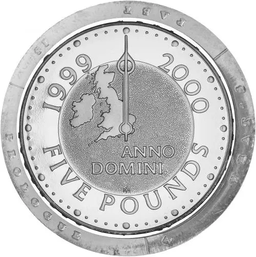 1999 Silver Proof Millennium £5 Coin with edge inscription
