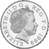 1999 Silver Proof Millennium £5 Coin obverse