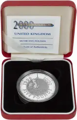 1999 Silver Proof Millennium £5 Coin red box