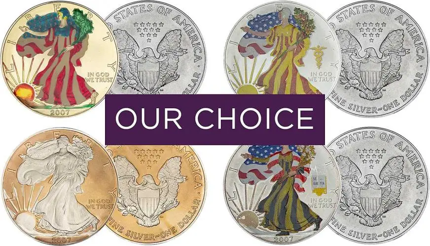 Silver Bullion Ungraded 1 Ounce Eagle CAMEO Our Choice Coloured Coin Single Secondary Market
