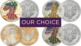 Silver Bullion 1 Ounce Eagle Cameo Coloured Coin - US Mint