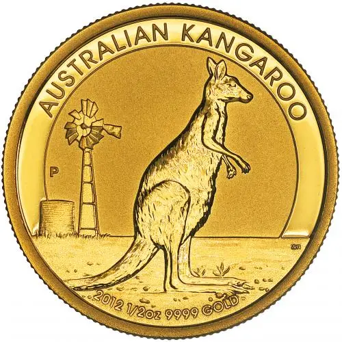 2012 Without Capsule Gold Bullion Ungraded 0.5 Ounce Kangaroo Nugget  Coin Single Australia Perth Mint reverse