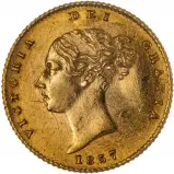 1857 Gold Half Sovereign Victoria Young Head Shield London obverse chards image crop