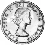 1958 Canadian $1 Ordinary Circulation Silver Coin obverse