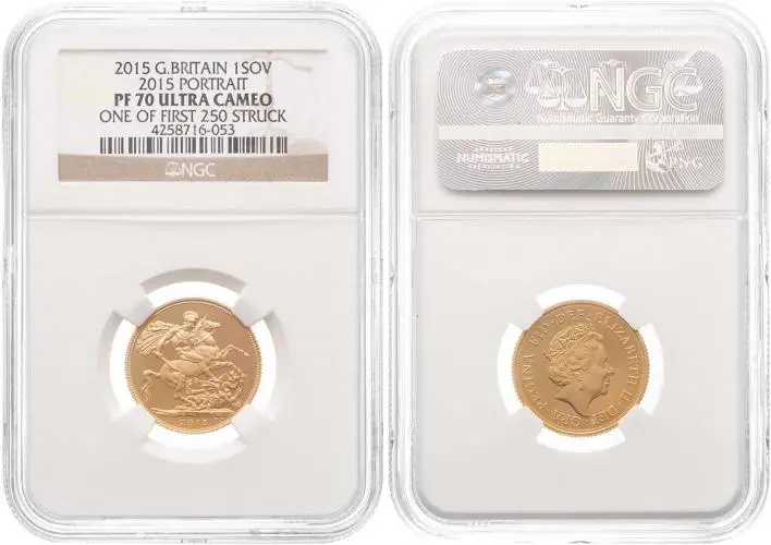 2015 Full Whole Coin Set Sovereign - 5 Coins Gold Proof Fifth Portrait NGC PF-70 ULTRA CAMEO Full Sovereign