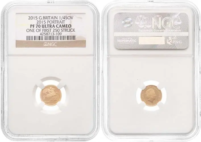 2015 Full Whole Coin Set Sovereign - 5 Coins Gold Proof Fifth Portrait NGC PF-70 ULTRA CAMEO Quarter Sovereign
