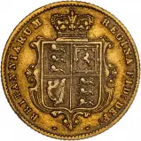 1860 Gold Half Sovereign Victoria Young Head Shield London 
