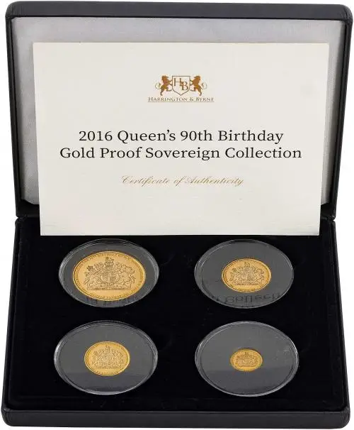 2016 Gold Proof Sovereign Elizabeth II The Queen's 90th Birthday Coin Set 4 Coins with box