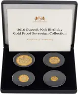 2016 Gold Proof Sovereign Elizabeth II The Queen's 90th Birthday Coin Set 4 Coins with box