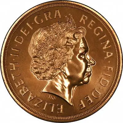 2004 Gold Five Pound Coin Quintuple Sovereign Proof Elizabeth II Obverse