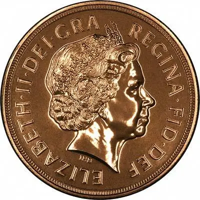 2007 Gold Five Pound Coin Quintuple Sovereign Proof Elizabeth II Obverse
