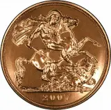 2007 Gold Brilliant Uncirculated Quintuple Sovereign £5 St George - Grade C