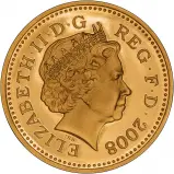 2008 Royal Coat of Arms Gold Proof £1 Coin In Capsule Obverse