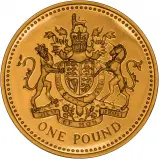 2008 Royal Coat of Arms Gold Proof £1 Coin In Capsule