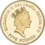 1990 Queen Mother 90th Birthday Gold Proof £5 Crown obverse