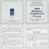 1990 Queen Mother 90th Birthday Gold Proof £5 Crown with cert