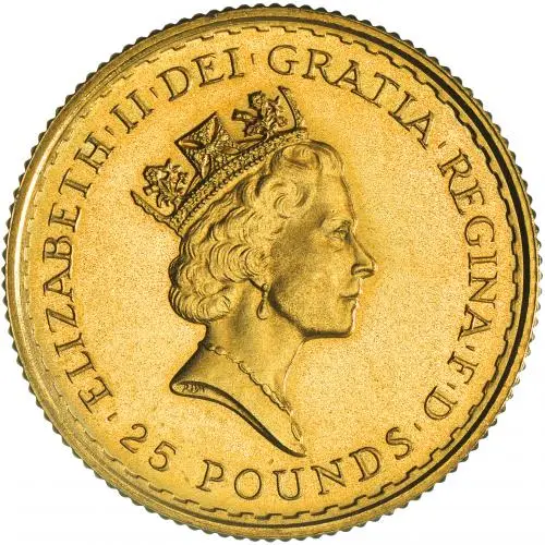 1989 Gold Britannia 0.25 oz Bullion Coin Pre-Owned obverse