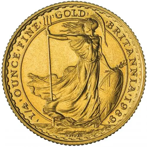 1989 Gold Britannia 0.25 oz Bullion Coin Pre-Owned reverse