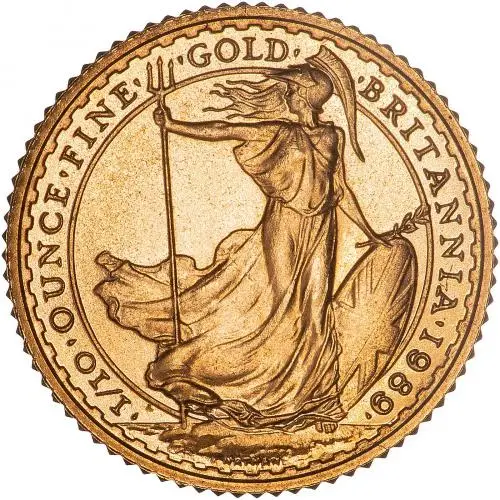 1989 Gold Bullion Ungraded 0.1 Ounce Britannia Coin Single United Kingdom The Royal Mint reverse