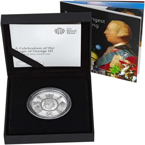 2020 Celebration of the Reign of George III Silver Proof 5 pounds in box